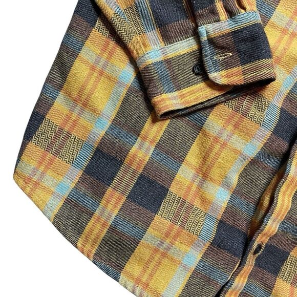 PRANA Westbrook Flannel Shirt Brown Orange Blue Size XL - Picture 4 of 6